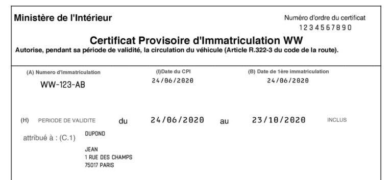 Certificat Provisoire d’Immatriculation WW en 24h : Guide complet