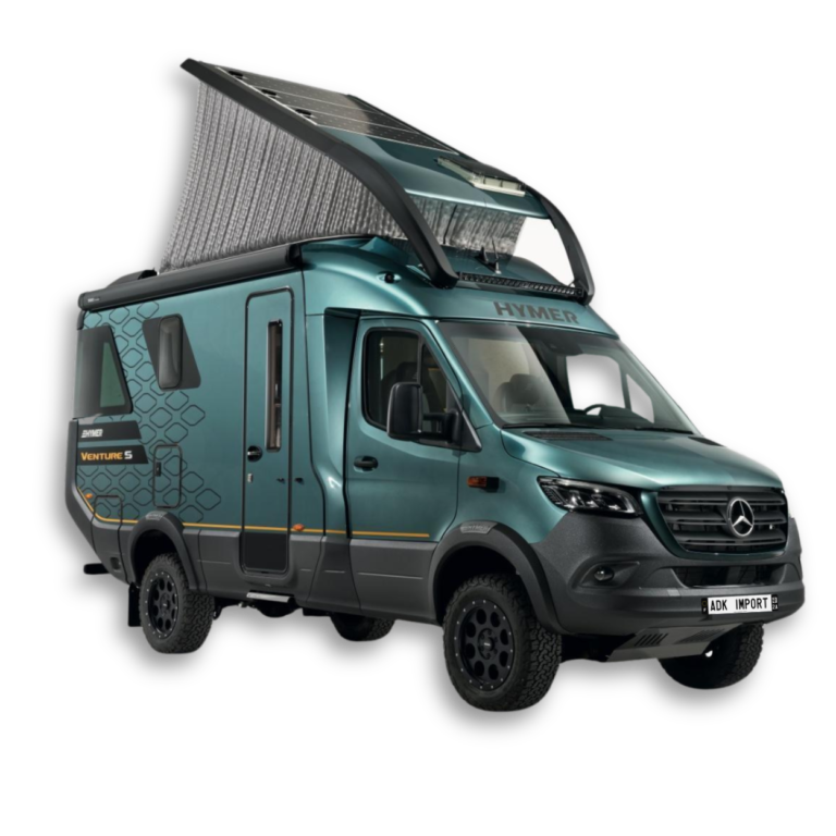 Hymer Venture S importé par ADK Import, un camping-car premium offrant luxe et innovation pour les aventuriers modernes.