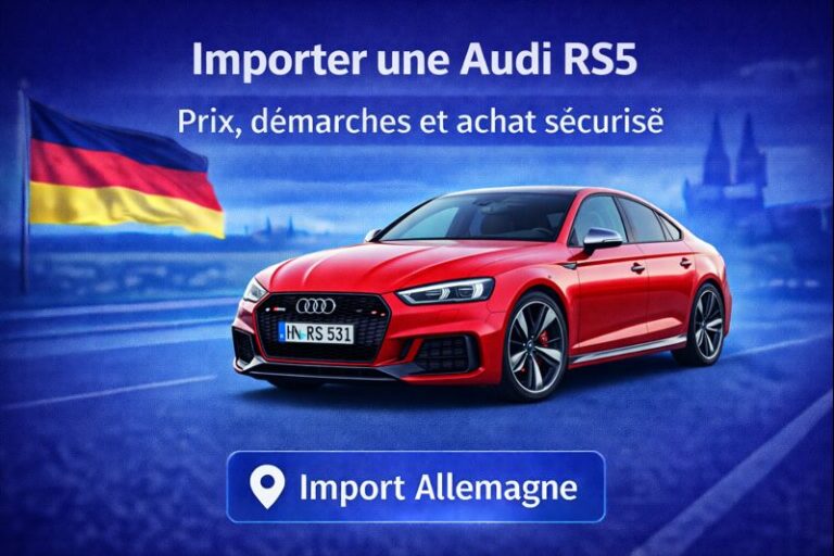 Audi RS5 importée d’Allemagne illustrant les démarches, le budget et l’accompagnement pour une importation sécurisée en France